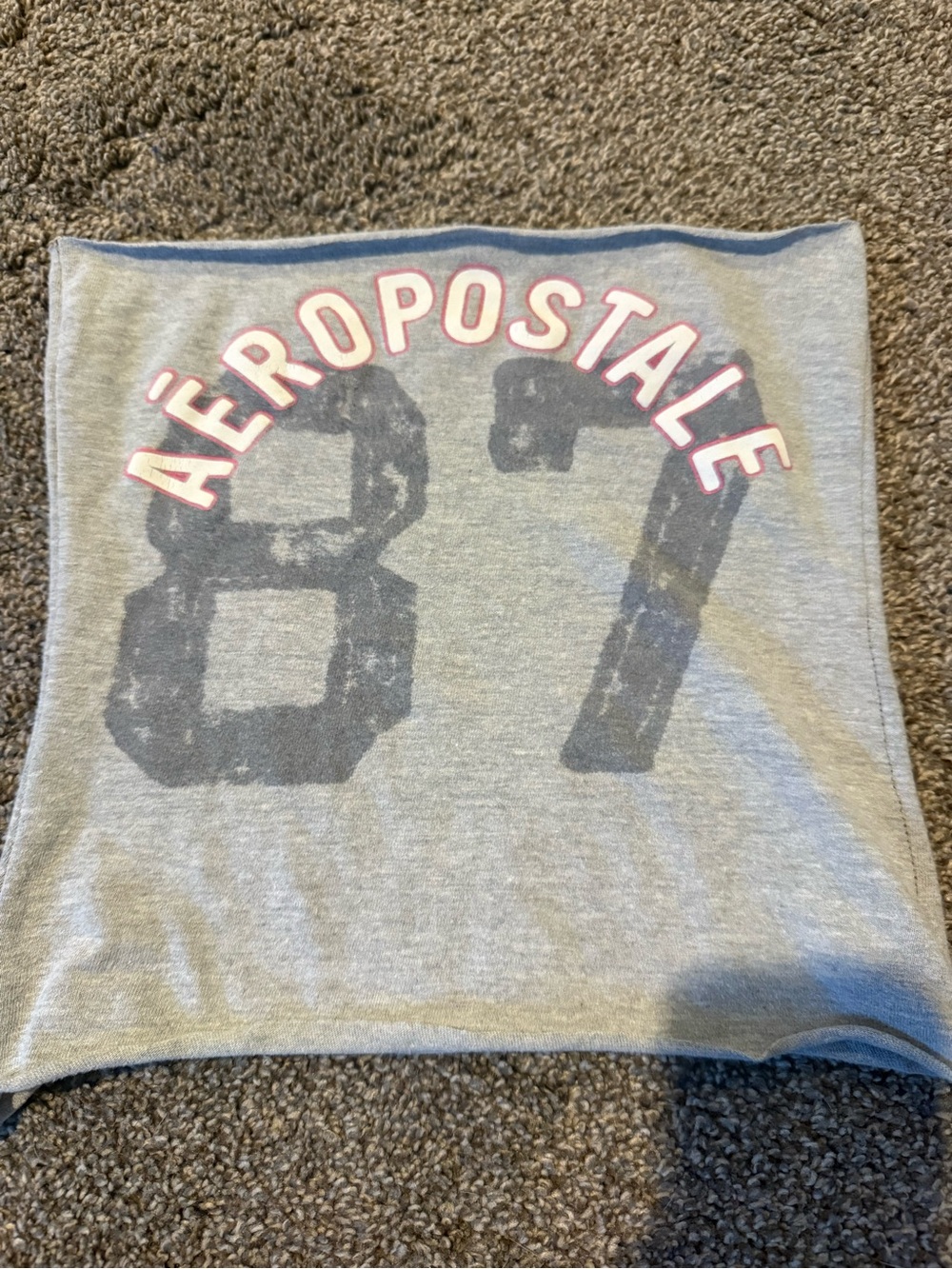 Aeropostale Gray Crop Top with Pink-Trim Logo